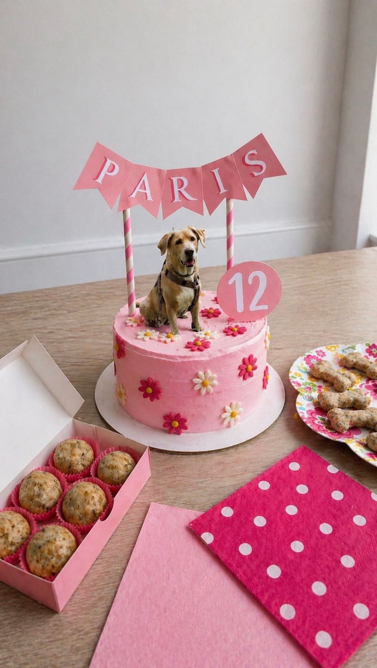 Torta floral rosa para los 12 años de Paris